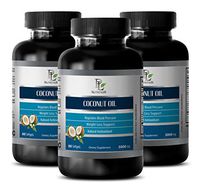 Brain Boost - Coconut Oil - Weight Loss Natural Supplements - 3 Bottles 180 Softgels