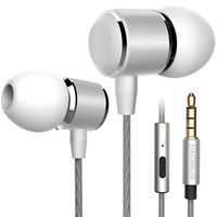 HAOMEJA Music Headphones Earphones Earbuds Noise Cancelling Headphones with Microphone with mic Wired Earbuds HD Sound Good DJ HiFi in Ear Headphones adapter 3.5mm Heavy bass Headphones (silver)