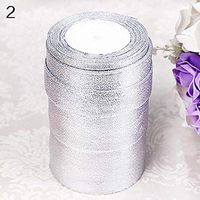 XKSIKjian's Gift Wrapping Supplies, 25 Yards Roll Sheer Ribbon Packaging Favor 6-40mm Wedding Festival Birthday Party DIY Gift Wrap Decor - Silver 2cm