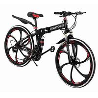 Mountain Bike 26 Inch, Mosunx 6 Spoke 21 Speed Folding Bike Double Disc Brake Suspension Fork Rear Suspension Anti-Slip Bicycles (26 Inch, Black)