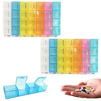 2 Pack Weekly Pill Box Holder Organizer 7 Day Medication Storage 28 Compartments