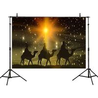 Allenjoy 7x5ft Christmas Backdrop Three Kings Desert Camel Starlight Holy Night Photographic Background Yellow Background Photo Studio Props