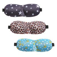 Sleep Mask for Woman & Man, 3D Countered Sleeping Eye Mask, Innovative Light Blocking Design Blindfold (w/Nose Wing) - Stars/Leopard/Floral