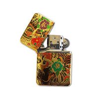 Flower Koi Japanese Art - Gold Lighter Windproof Flip-Top Refillable with tin Gift Box