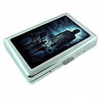 Animal Fire Man Em1 Hip Silver Cigarette Case Id Holder Metal Wallet 4" X 2.75" RFID Protection