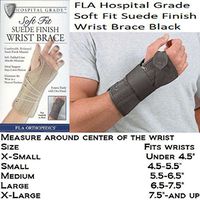 FLA Soft Fit Suede Right Finish Wrist Brace, Black, Large