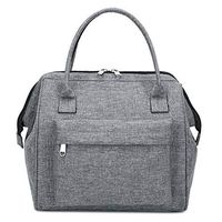 super1798 Portable Tote Lunch Pouch Food Storage Thermal Insulated Waterproof Wear Resistant Bag Bento Container Grey