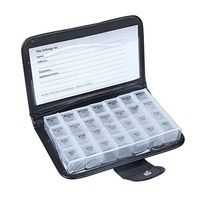 LazyMe Weekly 7 Days 28 Slot Travel Pill Box with Protection Cover and Prescription Reminder Sheet, for Small Pills (Clear)