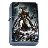 Gigantic Octopus Kraken Flip Top Oil Lighter D9 Scary Sea Monster Giant Attacking Squid
