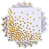 Aneco 60 Pack Cocktail Napkins White with Gold Dots Napkins Disposable Paper with 2 Layers Ideal for Wedding, Dinner, Lunch, Birthday Party Supplies, 6.5 by 6.5 Inches