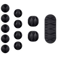 Multipurpose 12 Pack Black Cable Clips Viaky Wire Management for Your Wires, Computer, Earphone line, Charging and Mouse, Tachograph Cord - Self Adhesive Cord Holders Desk Cable Organizer