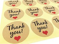 Thank You Label Envelopes Stickers Red Love Heart Retro Thank You Kraft Paper Stickers Card DIY Decorative Adhesive Label Decal For Wedding Party Gift Packaging Bake Decoration (Red-Tks 120)