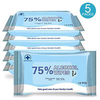 5 Pack 50 Sheets Alcohol Disinfectant Wipes, 75% Alcohol Wet Wipes, Cleaning Wet Wipes Wipes,Daily Disinfecting Use Antiseptic Sterilization for Tourism Hotel,Restaurant,Home,Office,Car