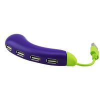 Aolyty Creative Funny Fruit and Vegetables Shape Design Portable USB 2.0 HUB 4 Ports High Speed Splitter Cable for PC Laptop Computer Notebook(Purple Eggplant)