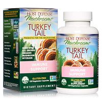 Host Defense, Turkey Tail, 120 Capsules, Natural Immune System and Digestive Support, Daily Mushroom Mycelium Supplement, USDA Organic, Gluten Free, 60 Servings