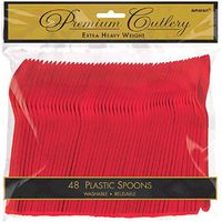 amscan Apple Red Premium Heavy Dutyt Plastic Spoons, 48 Ct.