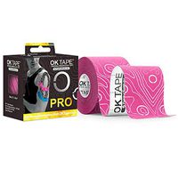 OK TAPE Pro Kinesiology Tape Roll Provide Pain Relief Muscle Sports Athletic Tape Waterproof Non-Latex Tape, 2" Wide 16.4 feet Long (Pink+White)