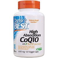 Doctor's Best High Absorption CoQ10 with BioPerine, Non-GMO, Vegan, Gluten Free, Naturally Fermented, Heart Health, Energy Production, 600 mg 60 Veggie Caps