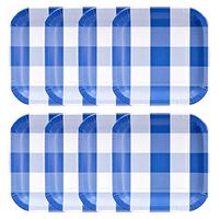 Havercamp Blue and White Plaid Paper Party Plates | 8 Count | 9" Square | Classic Plaid Collection | Great for Picnic, Barbecue, Cookout, Lumberjack Theme, Playground