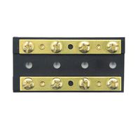 ZOOKOTO 4 Circuit Junction Block,32V DC 60A Dual Brass Bus Bar with Eight 8-32 Screw Terminals