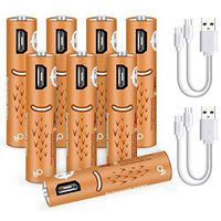 Dlife 8 Pack AAA Batteries, USB Rechargeable AAA Batteries 450mAh with USB Ports High Capacity Batteries Long Lasting Power Recyclable Recharge Battery by USB Cable