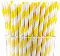 Pack of 300 Yellow Swirls Biodegradable 4-Ply Paper Drinking Straws (Compostable, Non-toxic, BPA-free)