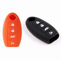 Silicone Replacement Protective Fob Skin Key Cover Chains Bag Holder Key Jacket for Nissan Maxima Nissan Altima Nissan Gt-r Nissan Sentra Nissan Murano 4 Buttons Gift(one black and one orange)