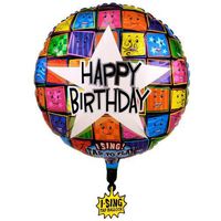 Happy Birthday Faces Singing Foil Balloon 28in., Pkg/1