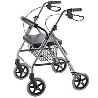 PCP Ultra Lightweight Titanium Rollator with Curved Backrest and Storage Basket, Chrome