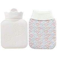 SUWIN Mini Cartoon Winter Silicone Explosion-Proof Hot Water Bottle, Detachable Water Injection Hot Water Bag, Colorful Knit Jacket, for Children and Students, Microwave Heating