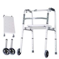 LBYMYB Aluminum Alloy Auxiliary Walker Crutches Cane Chair Turn Four-Foot Cane and Seat Plate Elderly Walker Wheelchair (Size : Without Pulley)