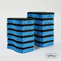 Yocada Heavy Duty Scrub Sponge Non-Scratch Cleaning Multi-Use Anti-Grease Reusable for Kitchen Household Dish Pan Pot Bathroom Green 12 Pack 12 * 7 * 3cm