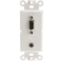 Decora Wall Plate Insert, White, VGA (HD15) Coupler and 3 inch 3.5mm Stereo Coupler, HD15 Female and 3.5mm Stereo Female