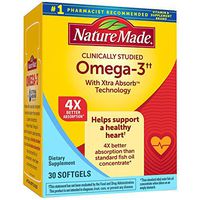 Nature Made Omega-3†† with Xtra Absorb™ Technology Softgels, 30 Count for Heart Health† (Packaging May Vary)