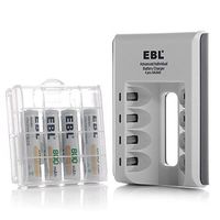 EBL Individual 4 Bay Charger with LED Indicate Lights + 4 Pack AAA Rechargeable Batteries