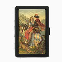 Perfection In Style Black Color Metal Cigarette Case Vintage Fairy Tale Design 008