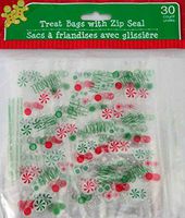 Christmas Holiday Treat Bags with Zip Seal (30 Count) (Pinwheels)