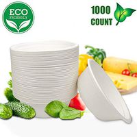 OURhome 100% Compostable Paper Bowls [1000-Pack] Natural Disposable Bagasse, Eco-Friendly Biodegradable Made of Sugar Cane Fibers for Hot and Cold Foods