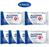 Hand Wet Wipes, Disinfectant 75% Alcohol Wipes Adults Cleaning Wipes for Travel,Home,Hotel,Restaurant (6 Pack, 60 Wipes)