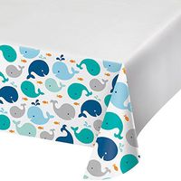 Creative Converting Border Print Plastic Tablecover, Lil' Spout Blue