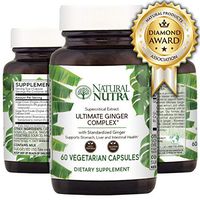 Natural Nutra Ultimate Ginger Supplement, Root and Supercritical Extract 10% Standardized Gingerols for Nausea, Stomach, Intestinal and Cardiovascular Health, 60 Vegetarian Capsules