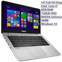 2016 Asus K Series 14" Ultra Slim 1920 x 1080 Full HD Laptop, Intel Core i7-5500U Processor, 8GB RAM, 750GB HDD, NVIDIA GeForce 940M, Webcam, WIFI, HDMI, Windows 10