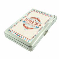 Vintage Barber Shop Sign D4 Cigarette Case Lighter Smoking King Size Cigarettes Silver Metal Wallet 4" X 2.75" RFID Protection