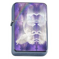 Unicorns Mythical Creature Flip Top Oil Lighter S1 Smoking Cigarette Smoker Includes Silver Case
