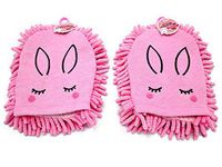 Microfiber Cleaning Mitten Cute Bunny Set of Two (Double Pink)