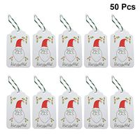 BESTOYARD Tags Kraft Tags Santa Hang Tags with 10m Cotton Strings for Gift Wrapping and Labeling 50pcs