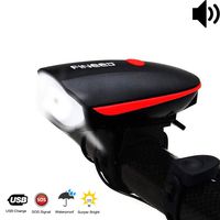 fineed Bike Light Front Bicycle Horn Set,250 Lumen LED Bike Light,USB Rechargeable Bike Headlights,Waterproof Front Light for Outdoor Sports, Easy to Strap on with Silicone Belt
