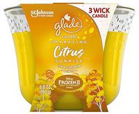 Glade 3 Wick Scented Candle Sparkling Citrus Fragrance Infused with Essential Oils of Lemon, Cardamon and Ginger Air Freshener for Home, 6.8 oz
