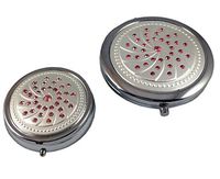 Gemstone Makeup Mirror Compact and Pill Case Gift Set (Pink)