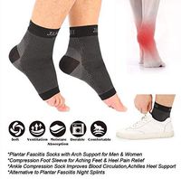Janmid Compression Foot Sleeves for Men & Women - Best Plantar Fasciitis Socks for Plantar Fasciitis Pain Relief, Heel Pain, and Treatment for Everyday Use with Arch Support(Black S/M)